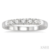 1/4 Ctw 5 Stone Round Cut Diamond Wedding Band in 14K White Gold